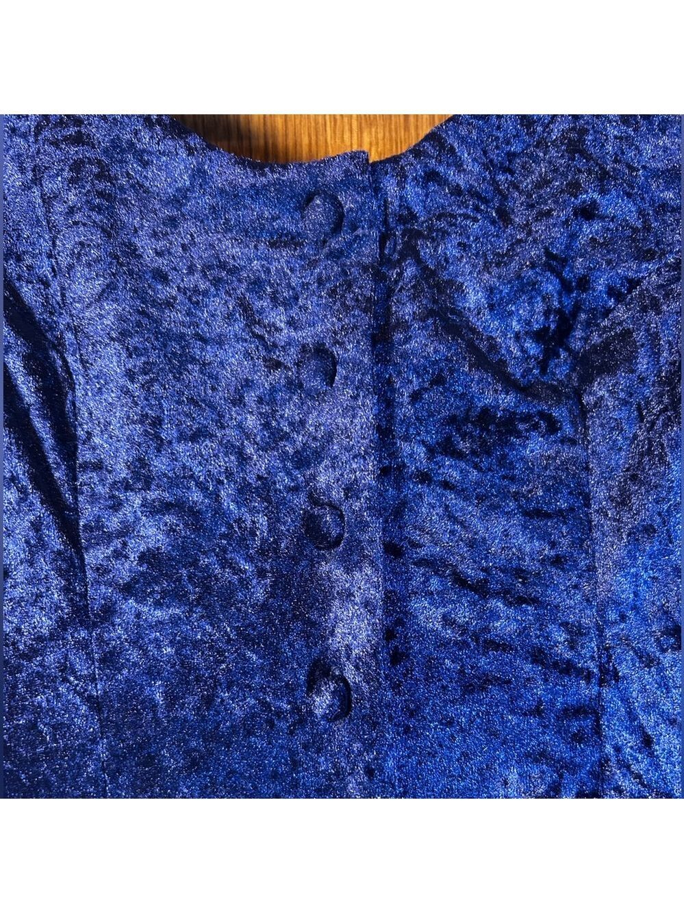 90s Royal Purple Crushed Velvet Goth Prom Fairycore Dress - Picture 3 of 12
